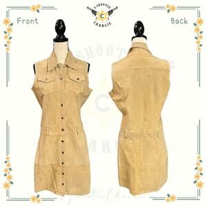 Vintage Chesley Leather Dress Women's Size Large Tan Lined Full Snap Very Rare
